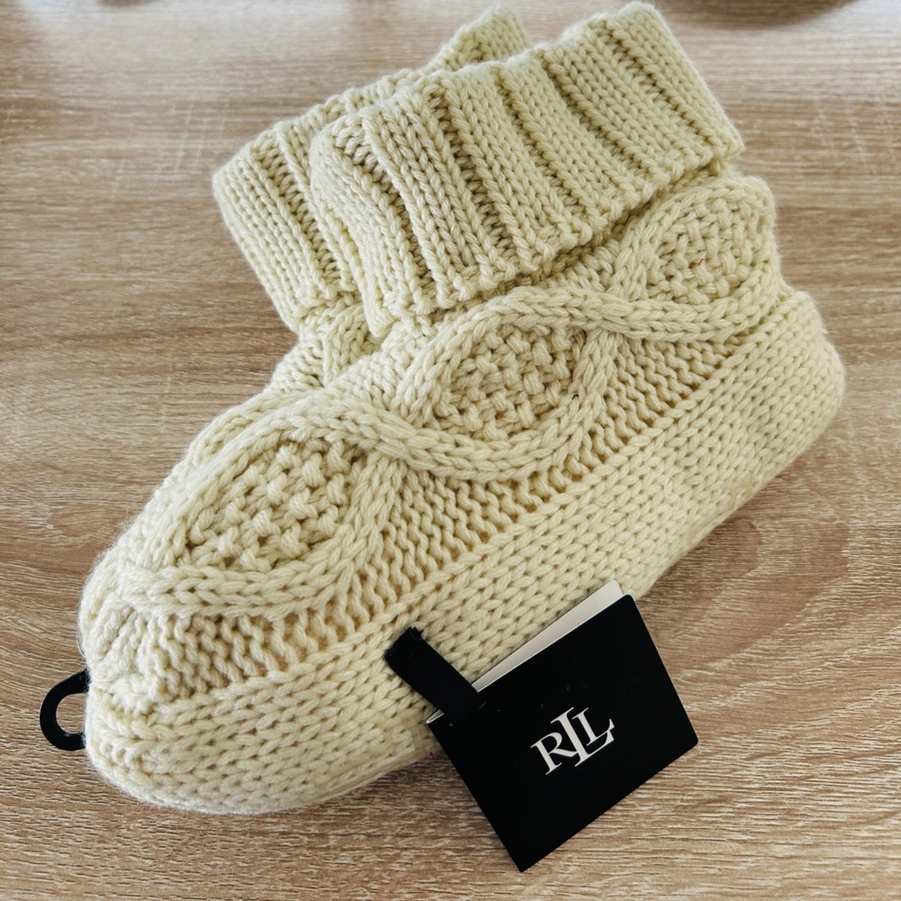 Lauren Ralph Lauren Cable Knit House Socks/Booties NWT!